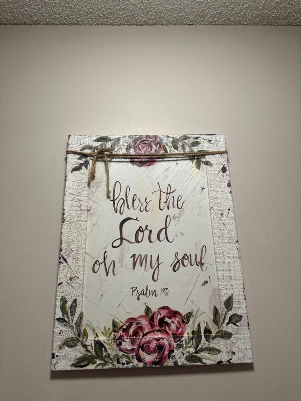 Kirklands Floral 'Bless the Lord' Wall Sign - Pink & Green